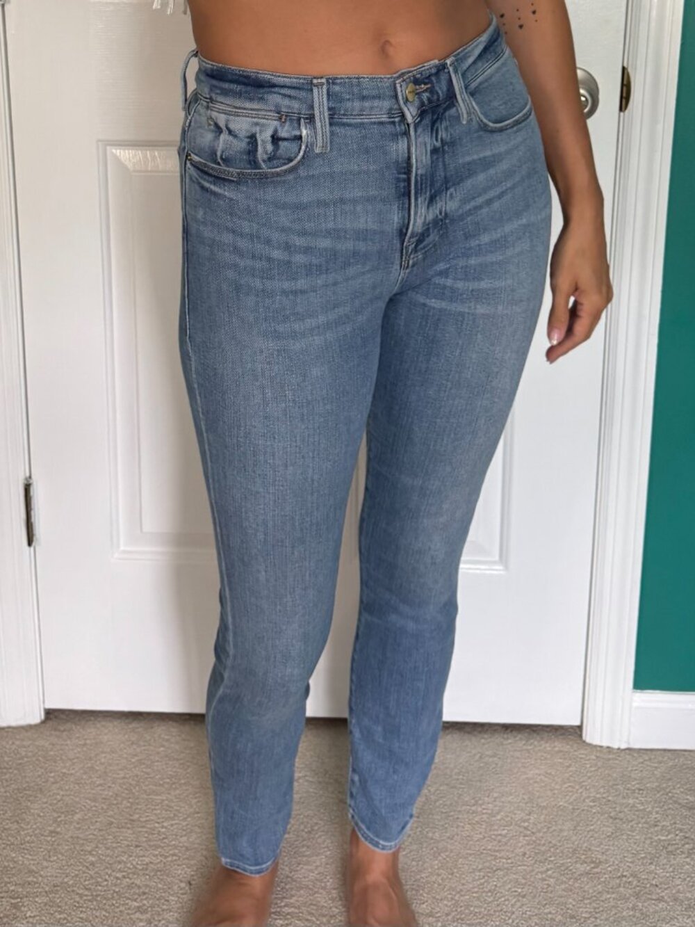 Frame Denim Light Wash High-Rise Skinny Jeans